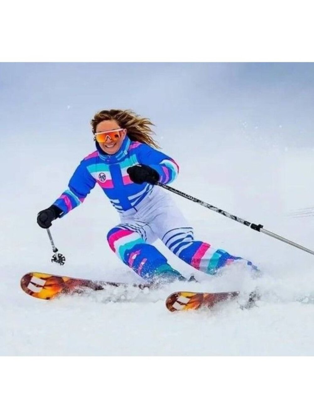 Tipsy Elves ICY U Ski Snow Suit Snowsuit Women's Size M White Blue Pink NWT